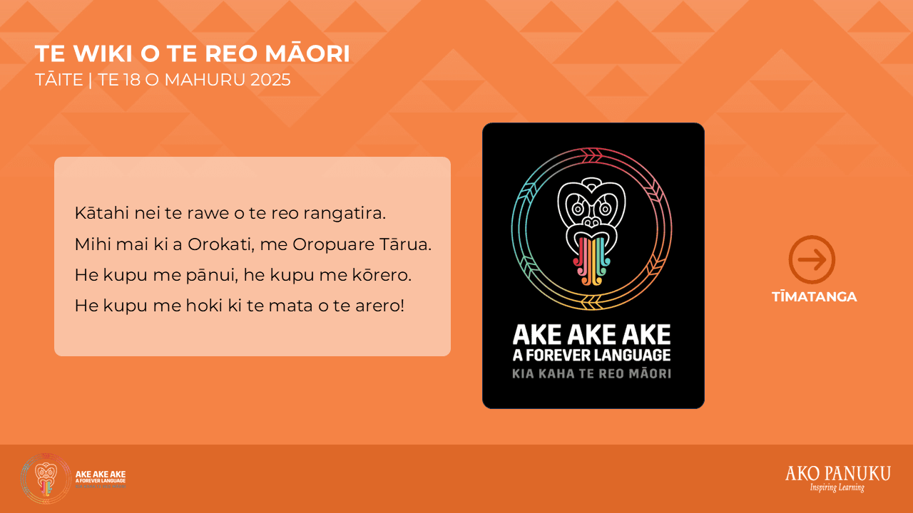 Te Wiki o te Reo Māori 2025 - Tāite | Oro Tārua