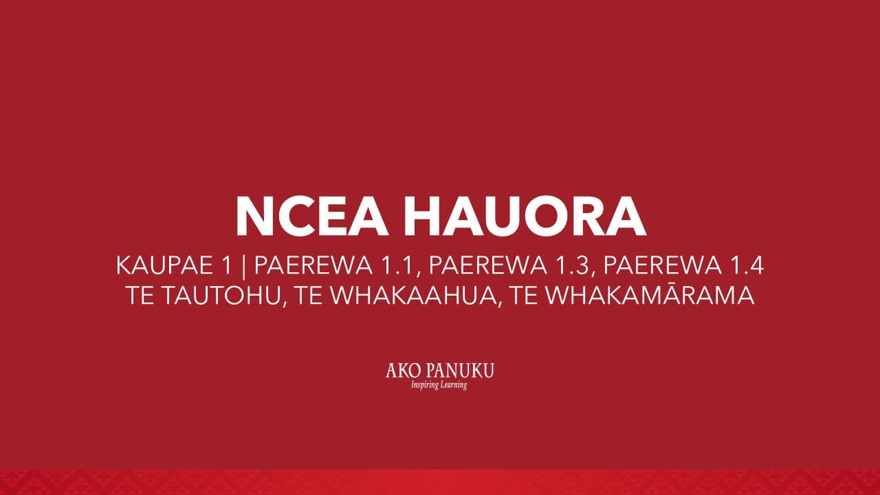 NCEA Level 1 - Hauora (Paerewa 1.1, 1.3, 1.4)